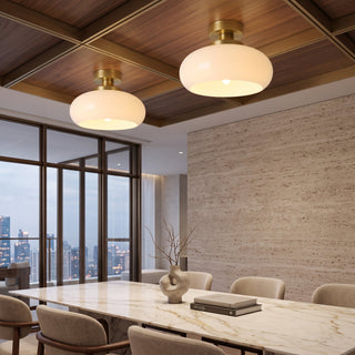 Bauhaus Amber Glass Semi Flush Ceiling Light | Aurevon