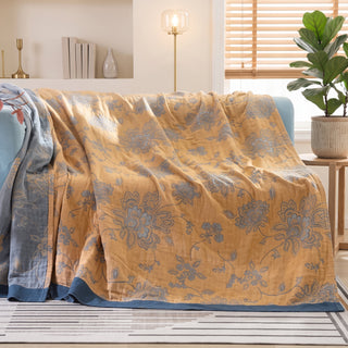 Floral Jacquard Cotton Summer Bed Throw Blanket | Whitmore