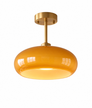 Bauhaus Amber Glass Semi Flush Ceiling Light | Aurevon