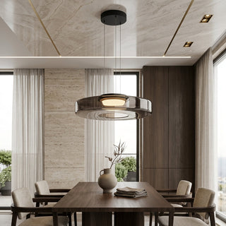 Layered Smoked Glass LED Pendant Hanging Light Fixture | Cirevon