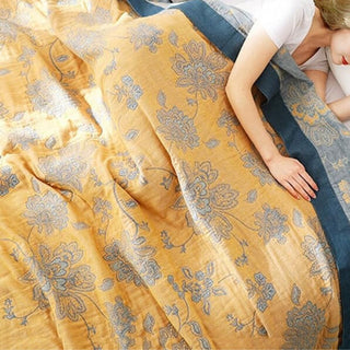 Floral Jacquard Cotton Summer Bed Throw Blanket | Whitmore