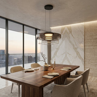 Layered Smoked Glass LED Pendant Hanging Light Fixture | Cirevon