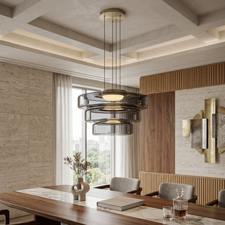 Layered Smoked Glass LED Pendant Hanging Light Fixture | Cirevon