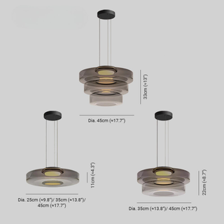 Layered Smoked Glass LED Pendant Hanging Light Fixture | Cirevon