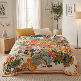 Floral Cotton Jacquard Summer Throw Blanket | Jefferson