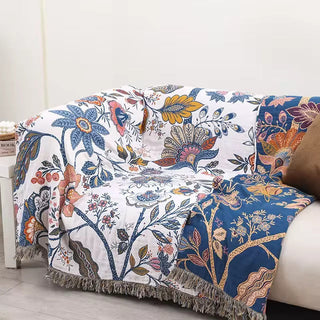 Floral Fringed Multi Purpose Sofa Throw Blanket | Ashbury