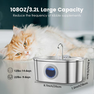 3.2L Stainless Steel Automatic Pet Water Fountain for Cats & Dogs | Hydriva