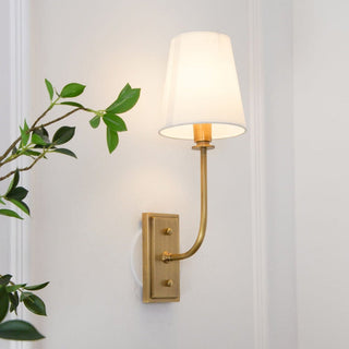Classic Brass Fabric Shade Wall Sconce Light | Brevoria