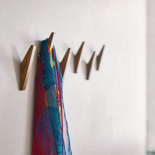 Set of 6 Solid Wood Wall Hooks with Minimalist Scandinavian Design | Woodvera