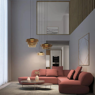 Layered Smoked Glass LED Pendant Hanging Light Fixture | Cirevon