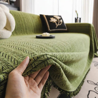 Anti Slip Herringbone Sofa Cover With Fringed Design | Arlington