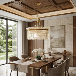 French Baroque Crystal Brass Chain Hanging Chandelier Fixture | Viremont