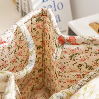 Floral Storage Basket with Cotton Carry Handles for Home Organisation | Eastcroft