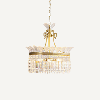 French Baroque Crystal Brass Chain Hanging Chandelier Fixture | Viremont