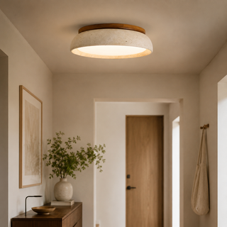 Piedra Travertine Stone Round Ceiling Light | Terra