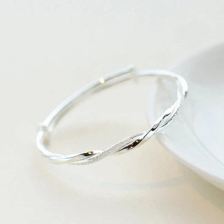 Sterling Silver Twisted Bracelet with Adjustable Geometric Design | Silvella