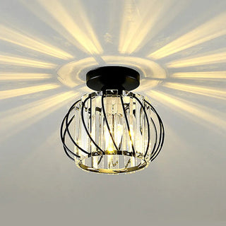 Vintage Glass Cage Flush Mount Ceiling Light Fixture | Brinvora