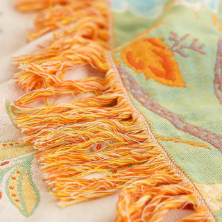 Floral Jacquard Fringed Multi Purpose Throw Blanket | Thalorin