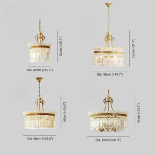 French Baroque Crystal Brass Chain Hanging Chandelier Fixture | Viremont