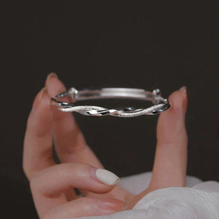 Sterling Silver Twisted Bracelet with Adjustable Geometric Design | Silvella