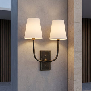 Classic Brass Fabric Shade Wall Sconce Light | Brevoria