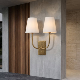 Classic Brass Fabric Shade Wall Sconce Light | Brevoria