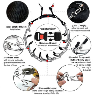 Adjustable Dog Prong Collar With Nylon Cover And Strong D Ring For Control | Talbot