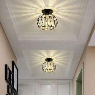 Vintage Glass Cage Flush Mount Ceiling Light Fixture | Brinvora