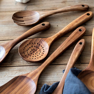 Natural Teak Wood Kitchen Utensil Set – 5, 7 or 10 Pieces | Teakora