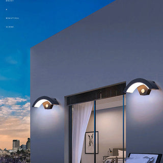 Curved LED Motion Sensor Outdoor Wall Light Fixture | Arvenza