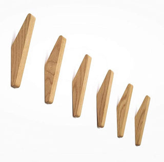 Set of 6 Solid Wood Wall Hooks with Minimalist Scandinavian Design | Woodvera