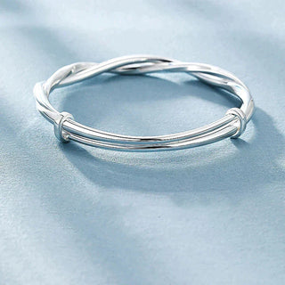 Sterling Silver Twisted Bracelet with Adjustable Geometric Design | Silvella
