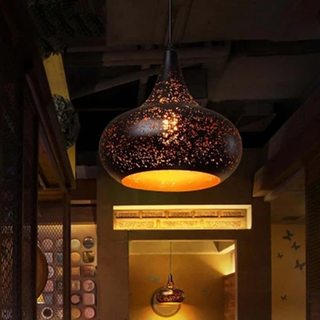 Vintage Perforated Iron Pendant Light Fixture | Orivelle