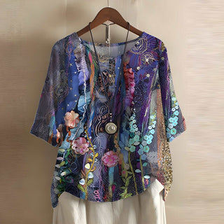Women Blouse | Floral Embroidery | Loose Fit | Summer