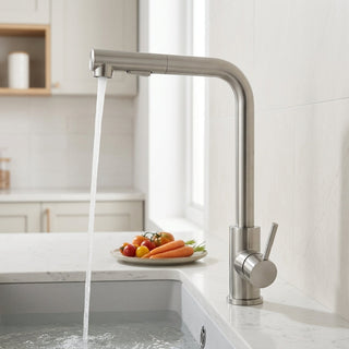 Stainless Steel Kitchen Faucet with Pull Out Spray Head and Ceramic Valve | Hensley