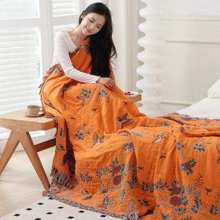 Floral Jacquard Throw Blanket Sofa Bed Cover | Ashworth