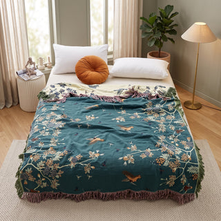 Floral Jacquard Throw Blanket Sofa Bed Cover | Ashworth