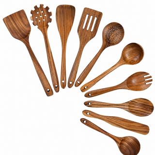 Natural Teak Wood Kitchen Utensil Set – 5, 7 or 10 Pieces | Teakora