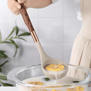 Silicone Kitchen Utensil Set With Wooden Handle Cooking Tools | Harrowyn