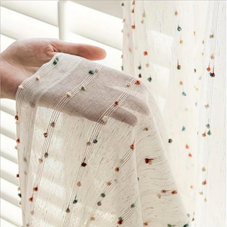 Geometric Sheer Window Curtain Panel For Home Interiors | Greenfield