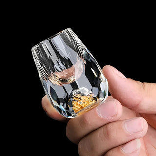 Handmade Crystal Whiskey Glasses With Real Gold Flakes Set Of 2 | Wilcox