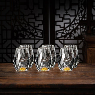 Handmade Crystal Whiskey Glasses With Real Gold Flakes Set Of 2 | Wilcox
