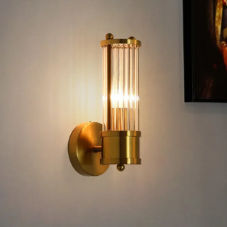 Fluted Crystal Brass LED Wall Sconce | Ardelis