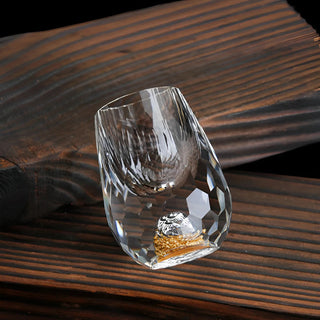 Handmade Crystal Whiskey Glasses With Real Gold Flakes Set Of 2 | Wilcox