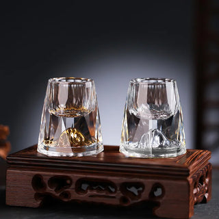 Handmade Crystal Whiskey Glasses With Real Gold Flakes Set Of 2 | Wilcox