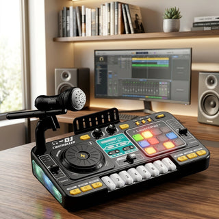 Educational DJ Mixer Toy for Kids with Microphone and Interactive Music Controls | Hawkes