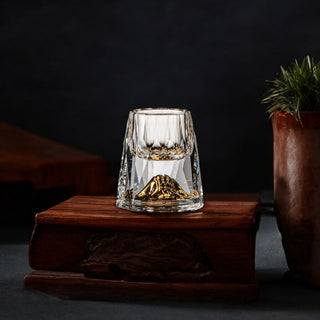 Handmade Crystal Whiskey Glasses With Real Gold Flakes Set Of 2 | Wilcox