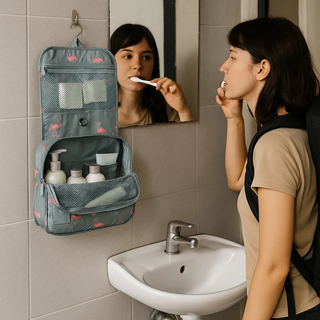 Water Resistant Toiletry Bag With Multiple Compartments And Hanging Hook | Sutton