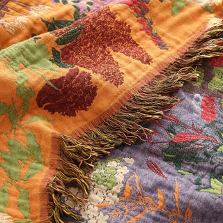 Boho Floral Cotton Jacquard Throw Blanket | Harrison