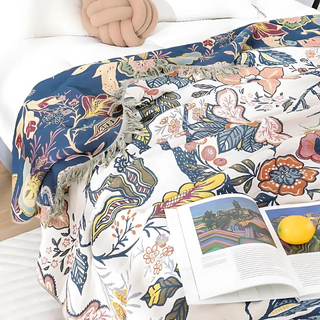 Floral Fringed Multi Purpose Sofa Throw Blanket | Ashbury